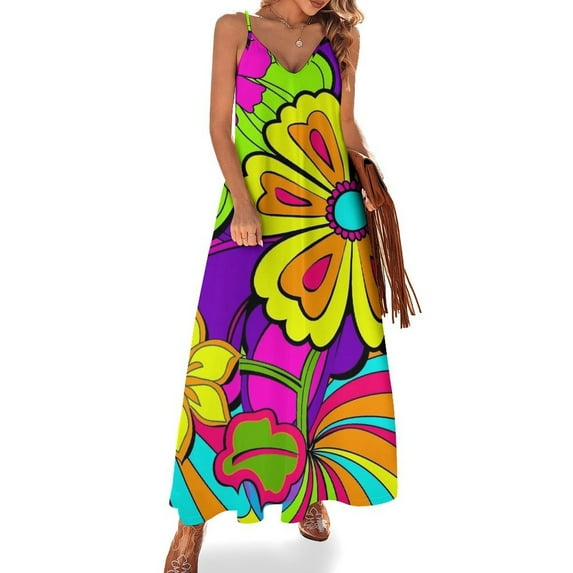 Nostalgic Vintage Floral Sleeveless Dress for Women Clothing Female Women's Summer Skirt