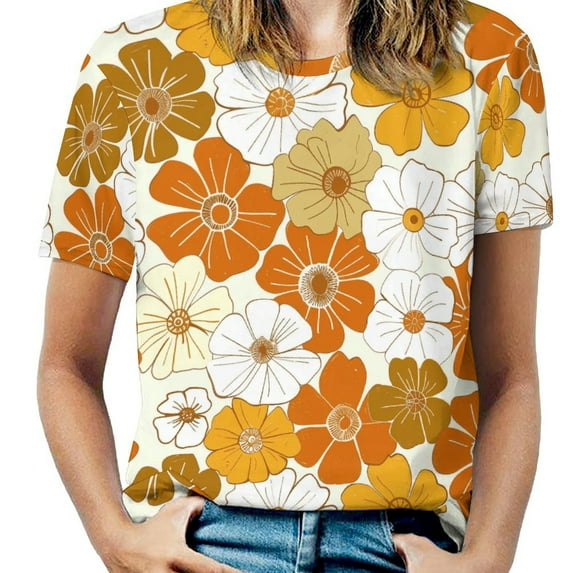 Nostalgic Vintage Floral T Shirts Basic T-Shirt Short Sleeve Ladies Tee Shirt Summer Graphic Clothing