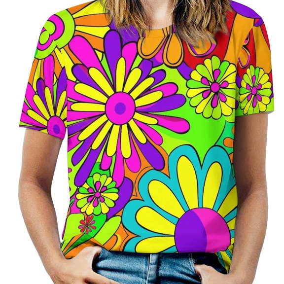 Nostalgic Vintage Floral T Shirts Basic T-Shirt Short Sleeve Ladies Tee Shirt Summer Graphic Clothing