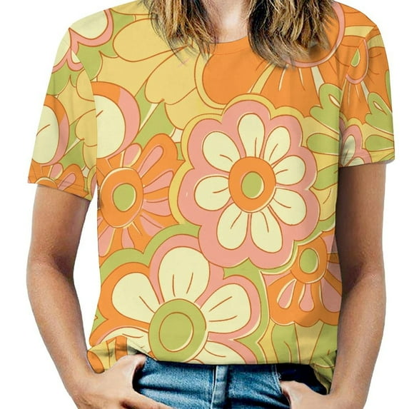 Nostalgic Vintage Floral T Shirts Basic T-Shirt Short Sleeve Ladies Tee Shirt Summer Graphic Clothing