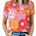 thumbnail image 1 of Nostalgic Vintage Floral Women's Short Sleeve T-Shirt Crew Neck Casual Summer Trendy Loose Fit Tops, 1 of 6
