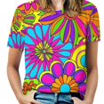 thumbnail image 1 of Nostalgic Vintage Floral Women's Short Sleeve Tops Casual Blouses T Shirt, 1 of 6