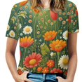thumbnail image 1 of Nostalgic Vintage Floral Women's Short Sleeve Tops Casual Blouses T Shirt, 1 of 6