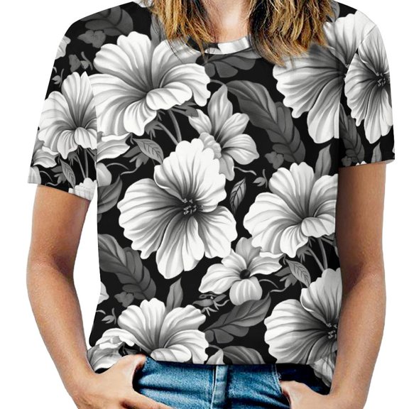 Nostalgic Vintage Floral Women's Short Sleeve Tops Casual Blouses T Shirt