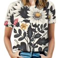 thumbnail image 1 of Nostalgic Vintage Floral Women's T-Shirt Short Sleeve T Shirts Tops Tee Ladies Loose T, 1 of 6
