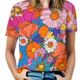thumbnail image 1 of Nostalgic Vintage Floral Women's T-Shirt Short Sleeve T Shirts Tops Tee Ladies Loose T, 1 of 6