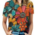 thumbnail image 1 of Nostalgic Vintage Floral Womens Tops Women's Fashion Casual Short Sleeve Flower Print Round Neck Pullover Top Blouse, 1 of 6