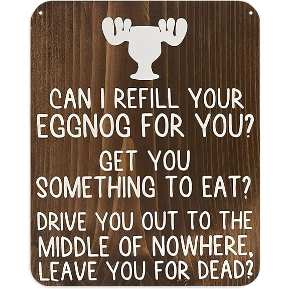 Nostalgic Vintage Metal Wall Decor Sign, Funny Eggnog Quote, 8 x 12 Inch Retro Tin Sign for Home Bar, Man Cave or Pub