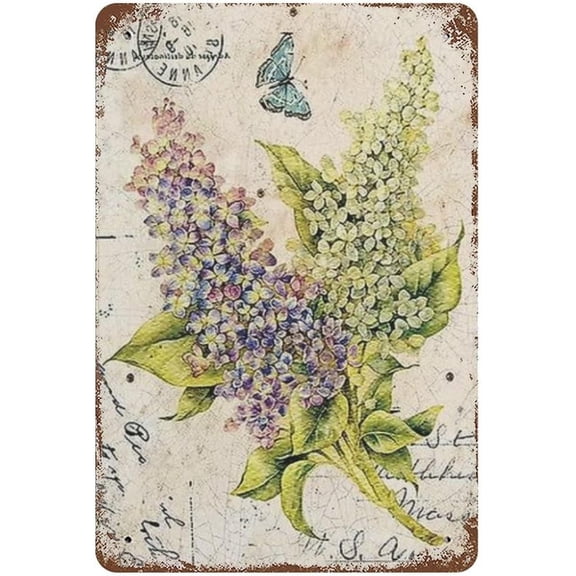 Nostalgic Vintage Novelty Funny Floral Plant Butterfly Art Metal Tin Sign,Bar Cafe Frame Wall Decoration Plaque Iron Painting,Spring Summer Birthday Festival Wedding Home Decor Poster Gift 12x8 in