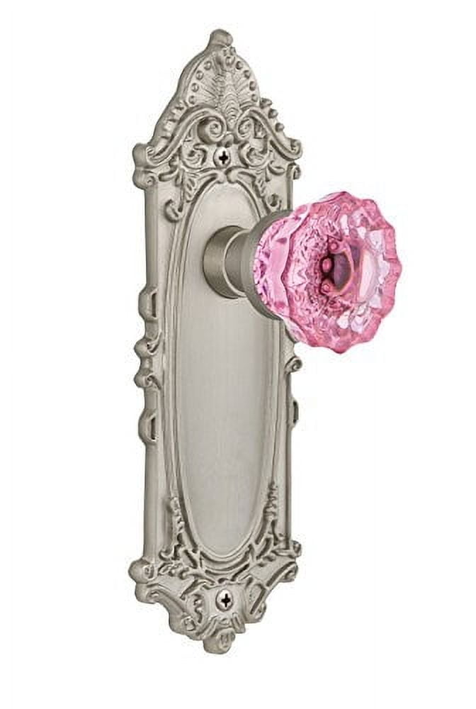 Nostalgic Warehouse New York Plate & Crystal Door Knob - Dummy Set In Unlacquered Brass