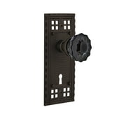 Nostalgic Warehouse Black Crystal Door Knob with Craftsman Plate