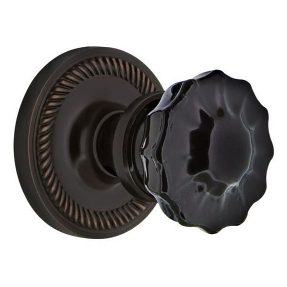 Nostalgic Warehouse Black Crystal Door Knob with Rope Rosette