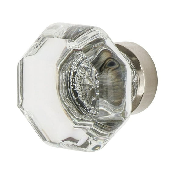 Nostalgic Warehouse Ckb_Wal Vintage Waldorf Crystal 1-3/8" Octagonal Cabinet Knob - Nickel