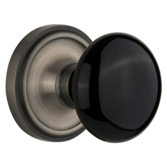 Nostalgic Warehouse Clablk_Psg_238_Nk Black Porcelain Passage Door Knob Set - Grey