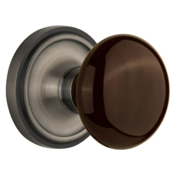 Nostalgic Warehouse Clabrn_Dp_Nk Brown Porcelain Dummy Door Knob Set - Grey