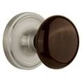 thumbnail image 1 of Nostalgic Warehouse Clabrn_Dp_Nk Brown Porcelain Dummy Door Knob Set - Nickel, 1 of 4