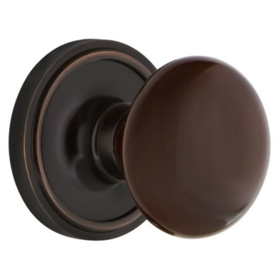Nostalgic Warehouse Clabrn_Prv_234_Nk Brown Porcelain Privacy Door Knob Set - Bronze