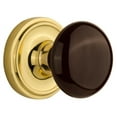 thumbnail image 1 of Nostalgic Warehouse Clabrn_Prv_238_Nk Brown Porcelain Privacy Door Knob Set - Brass, 1 of 4
