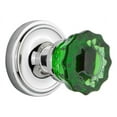 thumbnail image 1 of nostalgic warehouse 723102 classic rosette double dummy crystal emerald glass door knob in bright chrome, 1 of 7