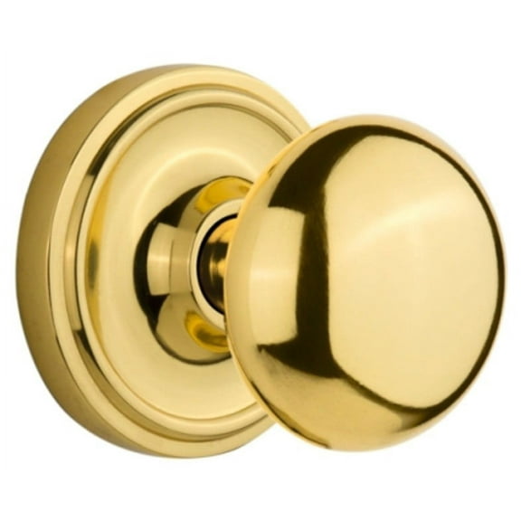 Nostalgic Warehouse Clanyk_Prv_234_Nk New York Solid Brass Privacy Door Knob Set - Brass