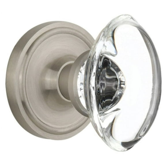 Nostalgic Warehouse Claocc_Psg_234_Nk Vintage Oval Egg Clear Crystal Passage Door Knob Set