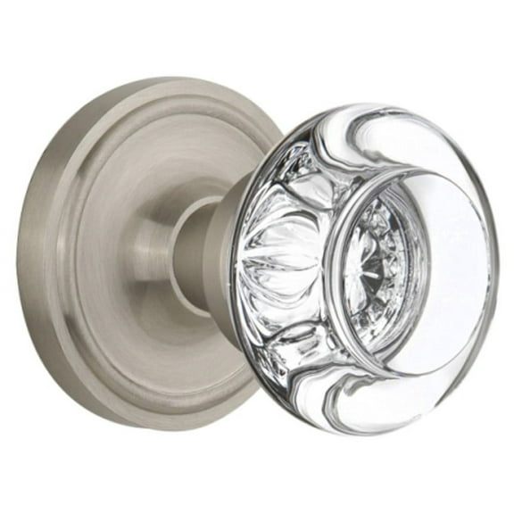 Nostalgic Warehouse Clarcc_Psg_238_Nk Round Clear Crystal Passage Door Knob Set - Nickel
