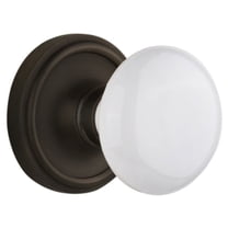 nostalgic warehouse clawhi_dp_nk white porcelain solid brass dummy knob set with classic rose