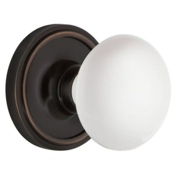 Nostalgic Warehouse Clawhi_Dp_Nk Vintage White Porcelain Dummy Door Knob Set - Bronze