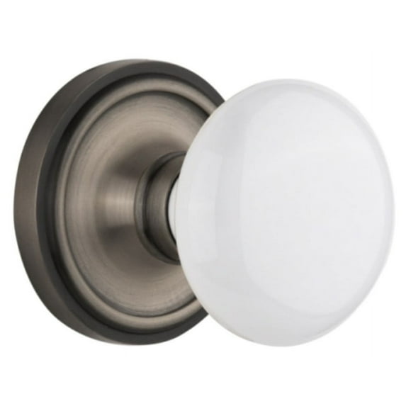 Nostalgic Warehouse Clawhi_Psg_238_Nk Vintage White Porcelain Passage Door Knob Set - Grey