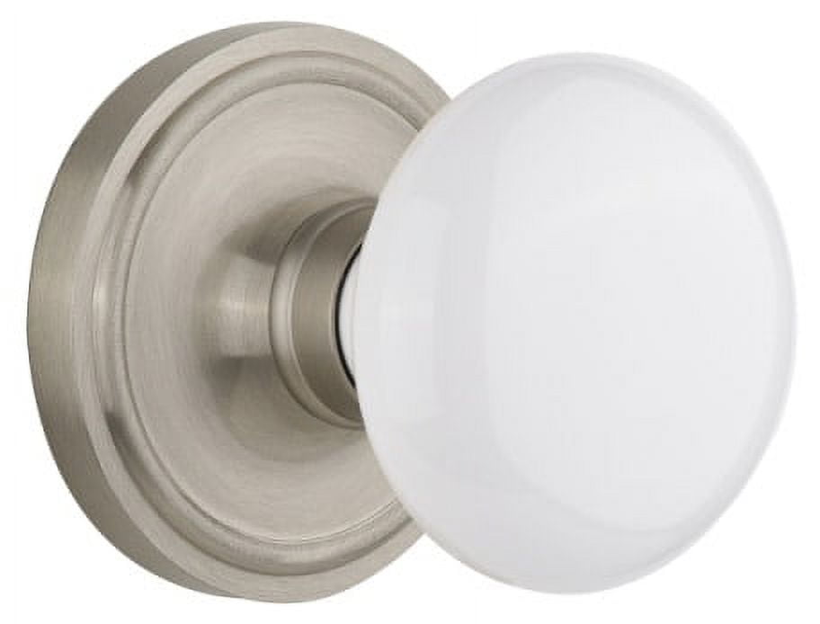 Elegant Satin Nickel Interior Dummy Door Knob with Crystal Accent
