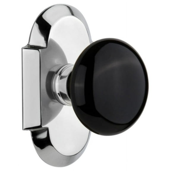 Nostalgic Warehouse Cotblk_Psg_234_Nk Black Porcelain Solid Brass Passage Door Knob Set -