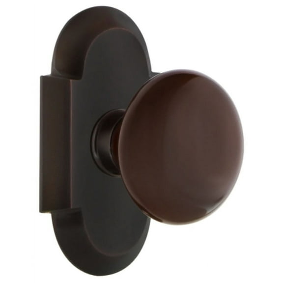 Nostalgic Warehouse Cotbrn_Prv_238_Nk Brown Porcelain Solid Brass Privacy Door Knob Set -