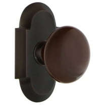 Nostalgic Warehouse Cotbrn_Psg_234_Nk Brown Porcelain Solid Brass Passage Door Knob Set -