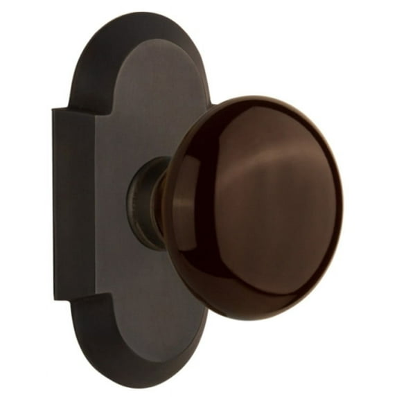 Nostalgic Warehouse Cotbrn_Psg_234_Nk Brown Porcelain Solid Brass Passage Door Knob Set -