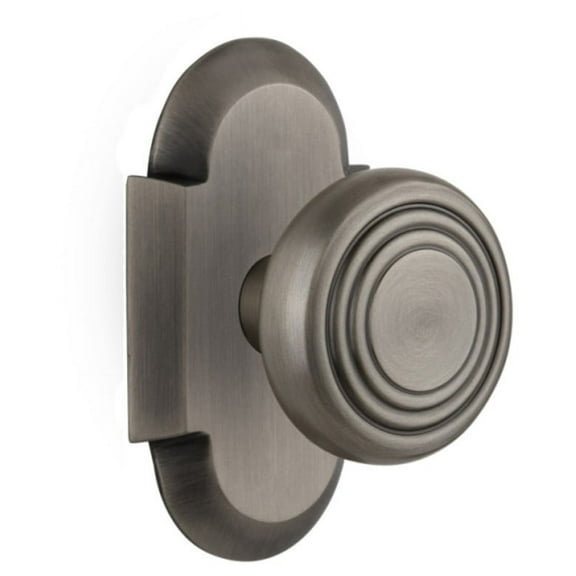 Nostalgic Warehouse Cotdec_Prv_238_Nk Vintage Art Deco Privacy Door Knob Set - Grey