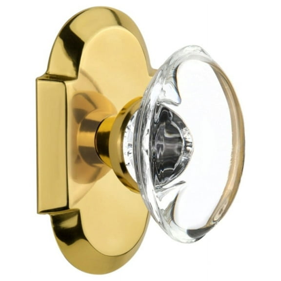 Nostalgic Warehouse Cotocc_Dp_Nk Vintage Oval Clear Crystal Dummy Door Knob Set - Brass