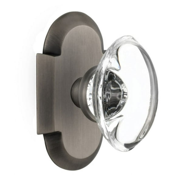 Nostalgic Warehouse Cotocc_Dp_Nk Vintage Oval Clear Crystal Dummy Door Knob Set - Grey