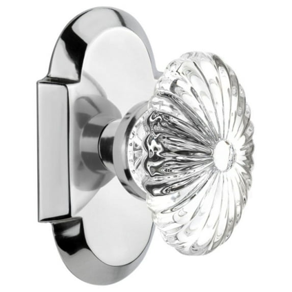 Nostalgic Warehouse Oval Fluted Crystal Door Knob with Cottage Plate