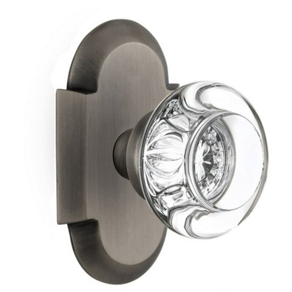 Nostalgic Warehouse Cotrcc_Dp_Nk Round Clear Crystal Solid Brass Dummy Door Knob Set -