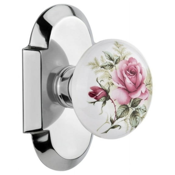 Nostalgic Warehouse Cotros_Prv_238_Nk Vintage Porcelain Painted Rose Privacy Door Knob Set
