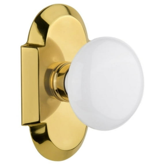 Nostalgic Warehouse Cotwhi_Prv_234_Nk Vintage White Porcelain Privacy Door Knob Set -