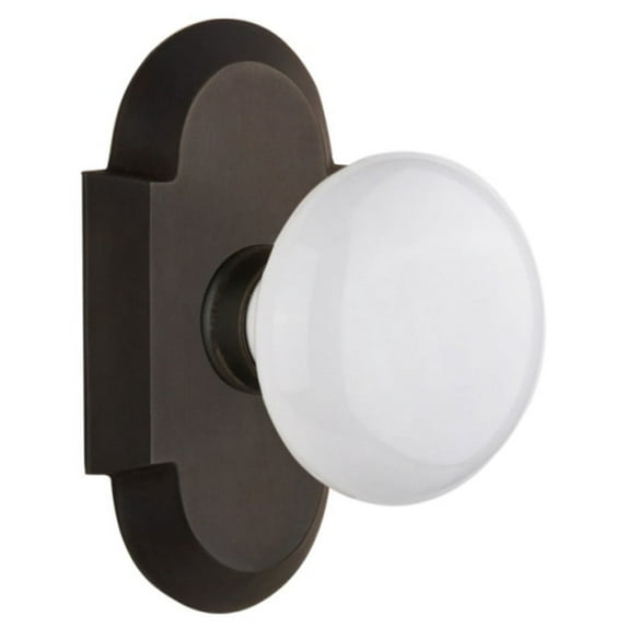 Nostalgic Warehouse Cotwhi_Prv_238_Nk Vintage White Porcelain Privacy Door Knob Set -