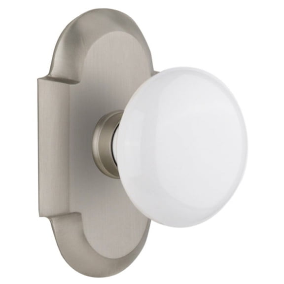 Nostalgic Warehouse Cotwhi_Prv_238_Nk Vintage White Porcelain Privacy Door Knob Set -