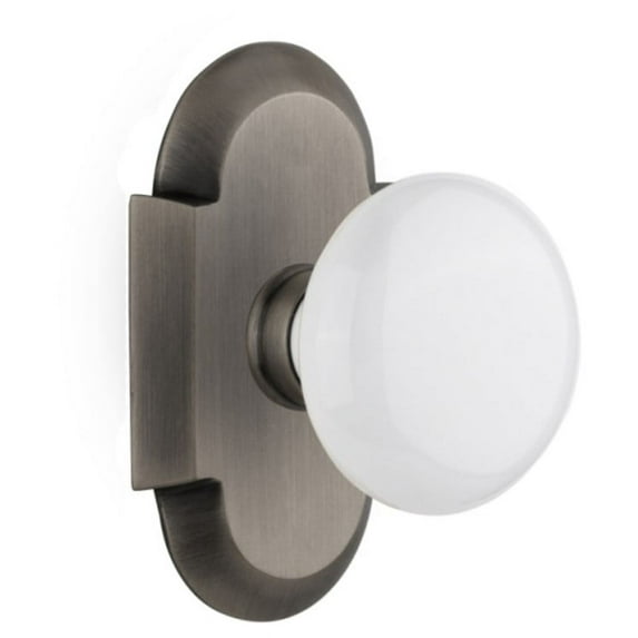 Nostalgic Warehouse Cotwhi_Psg_234_Nk Vintage White Porcelain Passage Door Knob Set - Grey