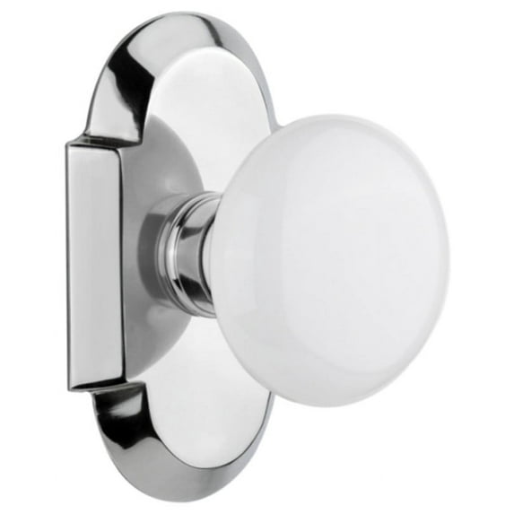 Nostalgic Warehouse Cotwhi_Sd_Nk Vintage White Porcelain Single Dummy Door Knob - Chrome