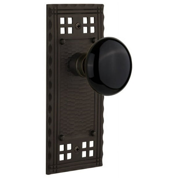 Nostalgic Warehouse Crablk_Sd_Nk Black Porcelain Solid Brass Single Dummy Door Knob -