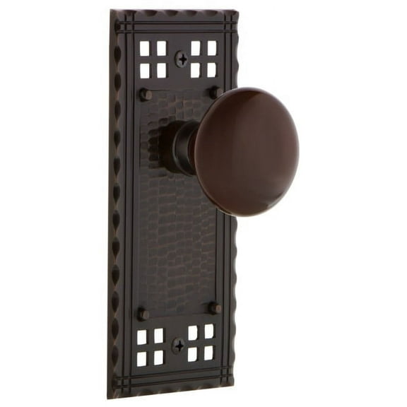 Nostalgic Warehouse Crabrn_Prv_234_Nk Brown Porcelain Solid Brass Privacy Door Knob Set -