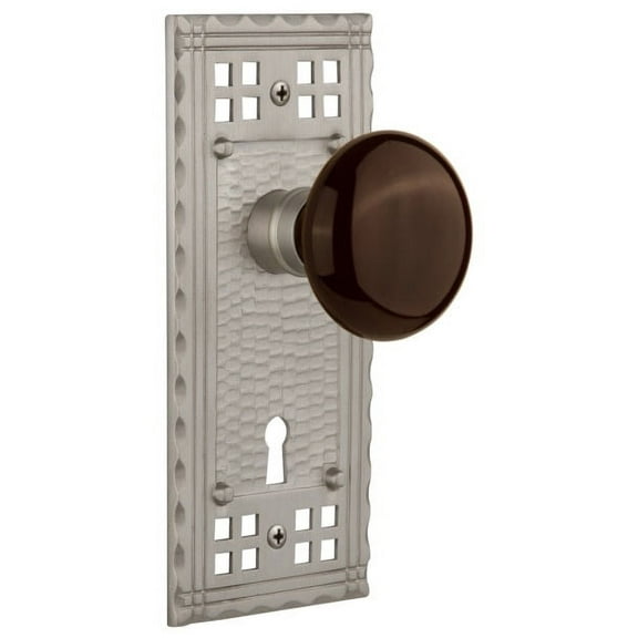 Nostalgic Warehouse Crabrn_Sd_Kh Brown Porcelain Solid Brass Single Dummy Door Knob -