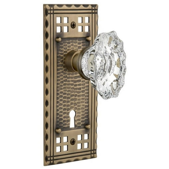 Nostalgic Warehouse Cracha_Prv_238_Kh Vintage Chateau Fluted Crystal Privacy Door Knob Set