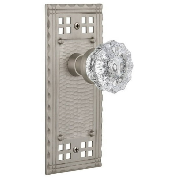 Nostalgic Warehouse Cracry_Dp_Nk Vintage Crystal Dummy Door Knob Set - Nickel